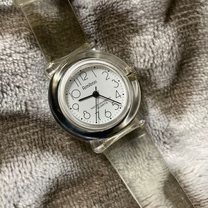 Amitron Quartz watch with clear rubber band